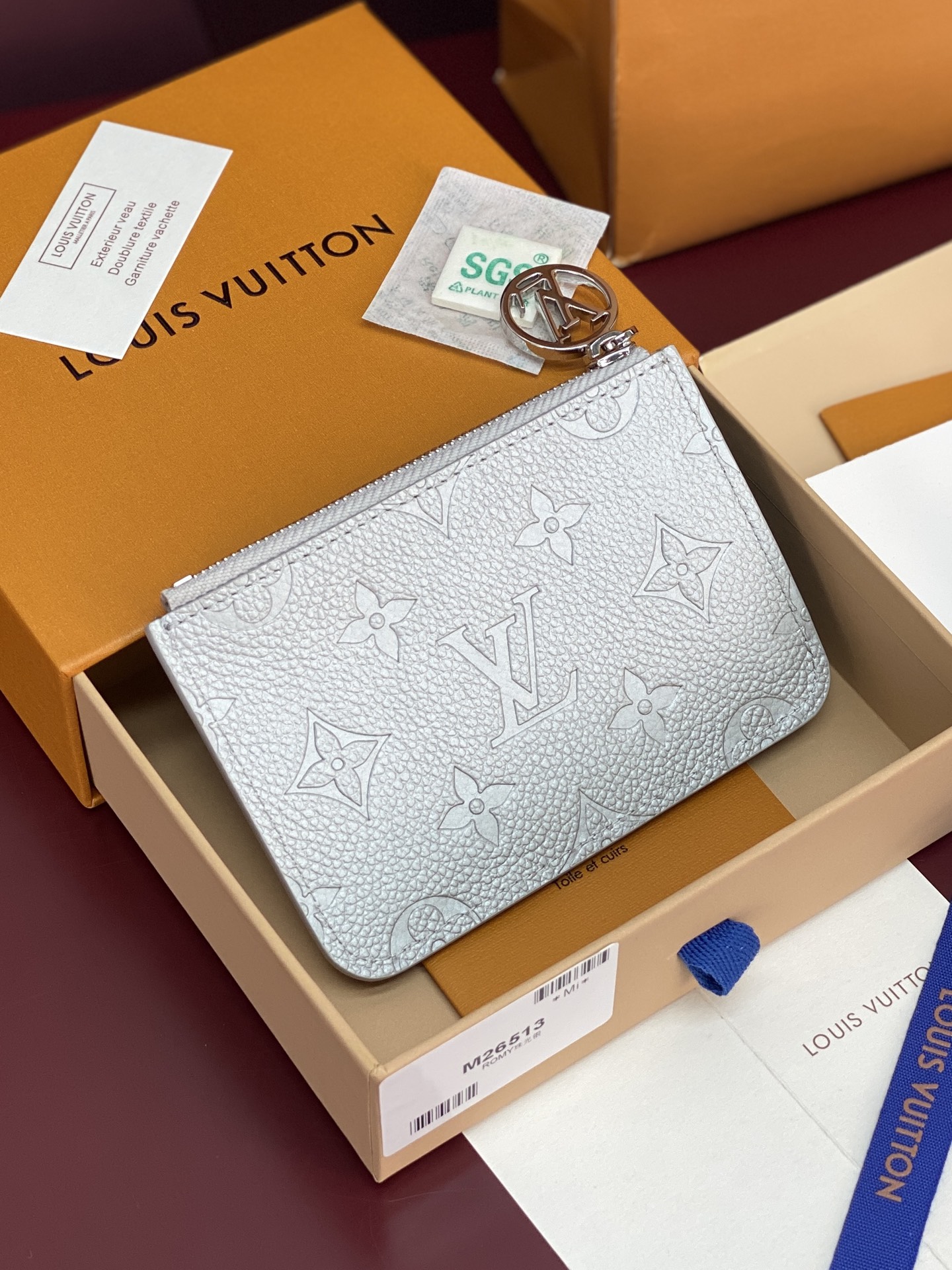[TOP] Louis Vuitton LV Romy Card Holder 12x8x0.8cm - Pearl Silver