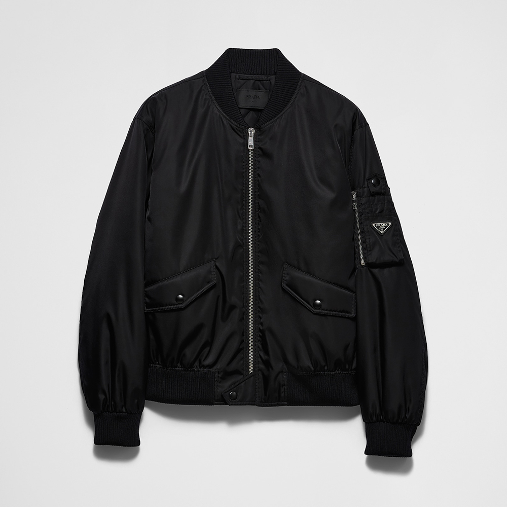 Prada black Clothing PRADA Black Re-nylon Bomber Jacket #389923 | Nigo Office