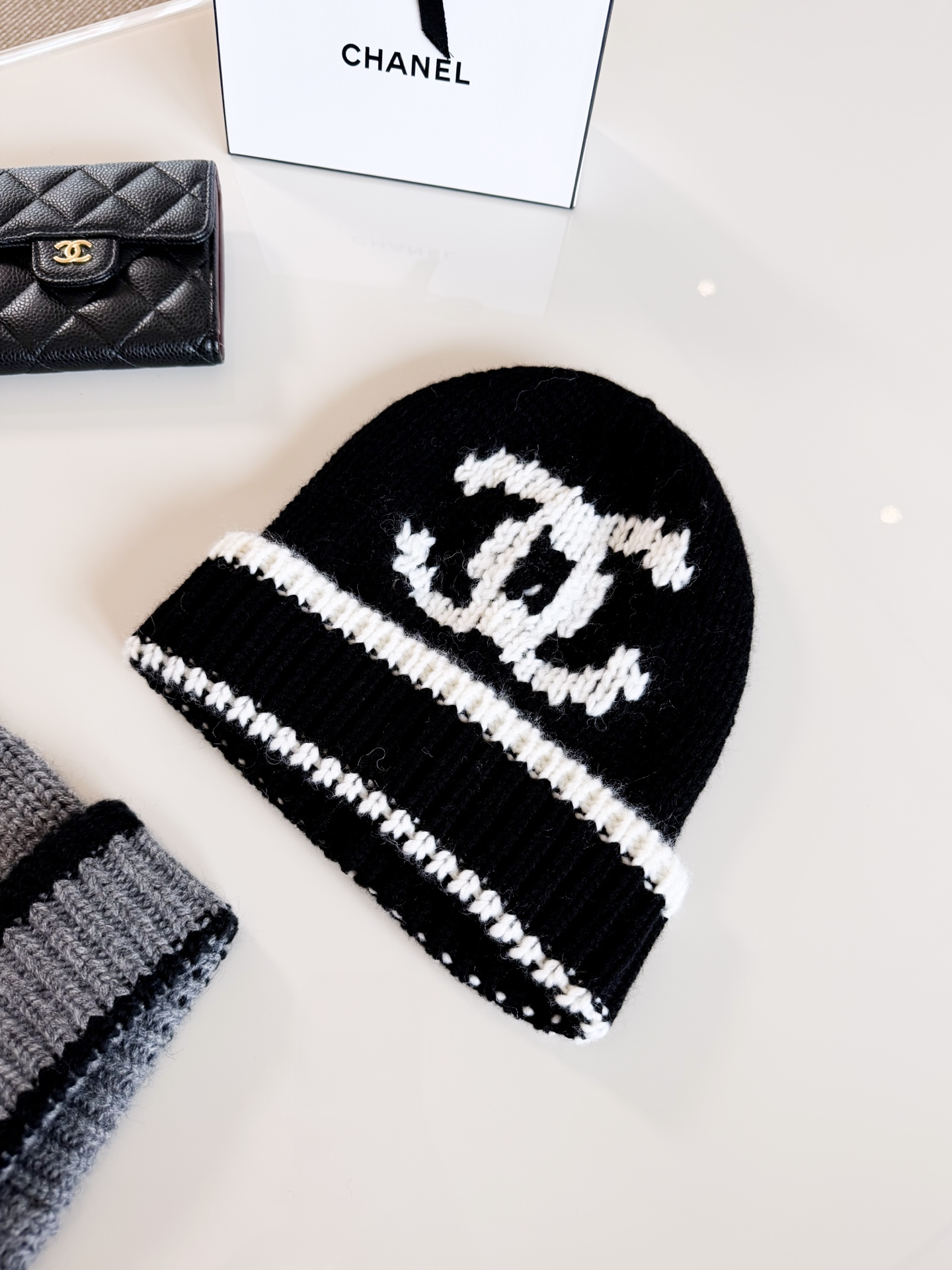 Chanel Hat Chanel CC Colorblock Knitted Rib Cold Hat #390620 View 2 | Nigo Office