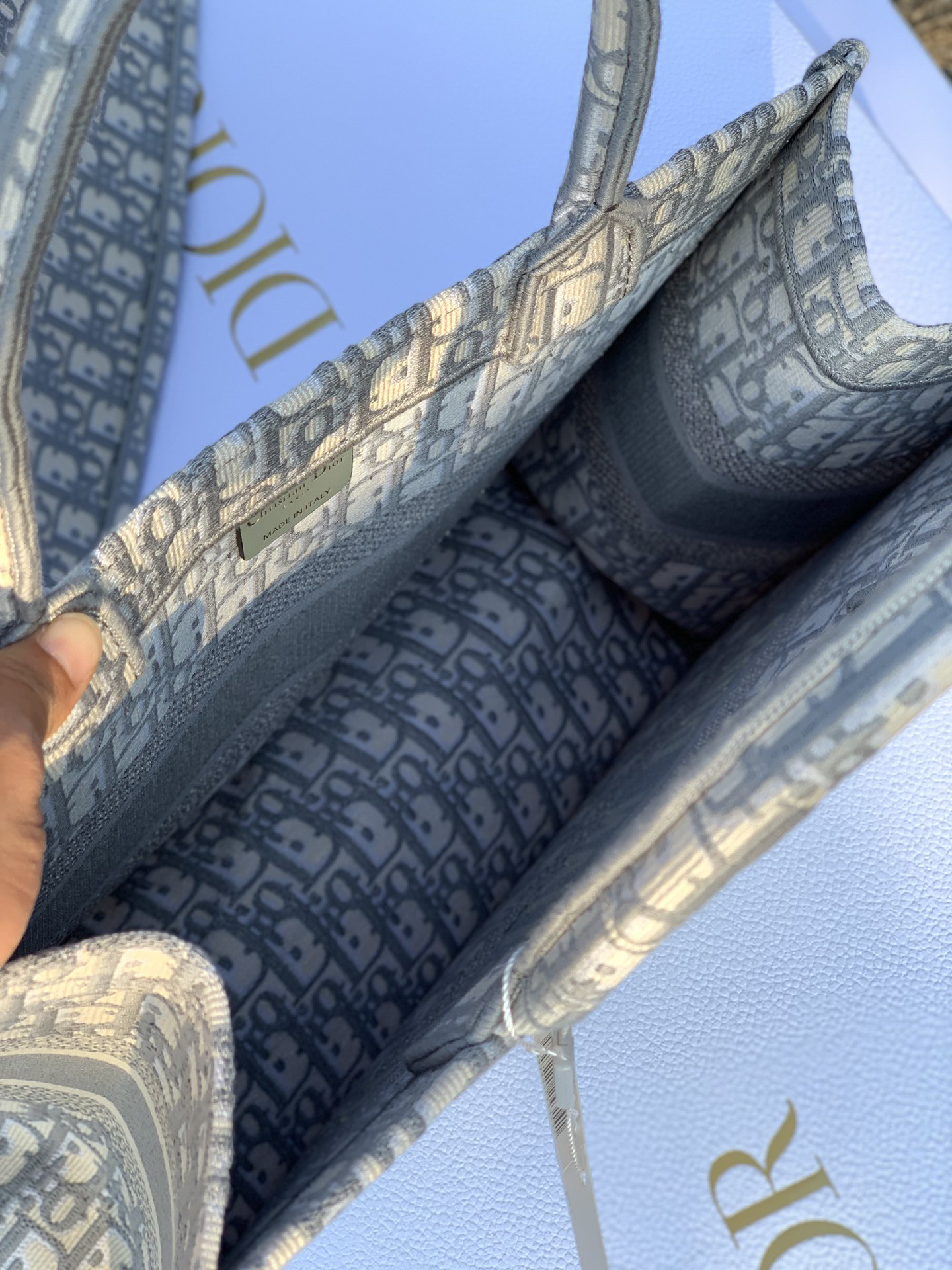 [TOP] Christian Dior Book Tote Bag 36.5x28x17.5cm - Gray