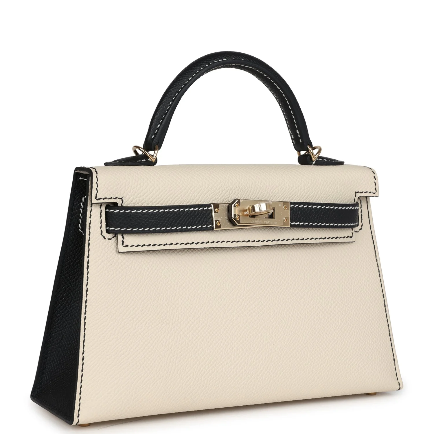 Hermes Special Order (HSS) Kelly Sellier  Craie and Black Epsom Permabrass Hardware