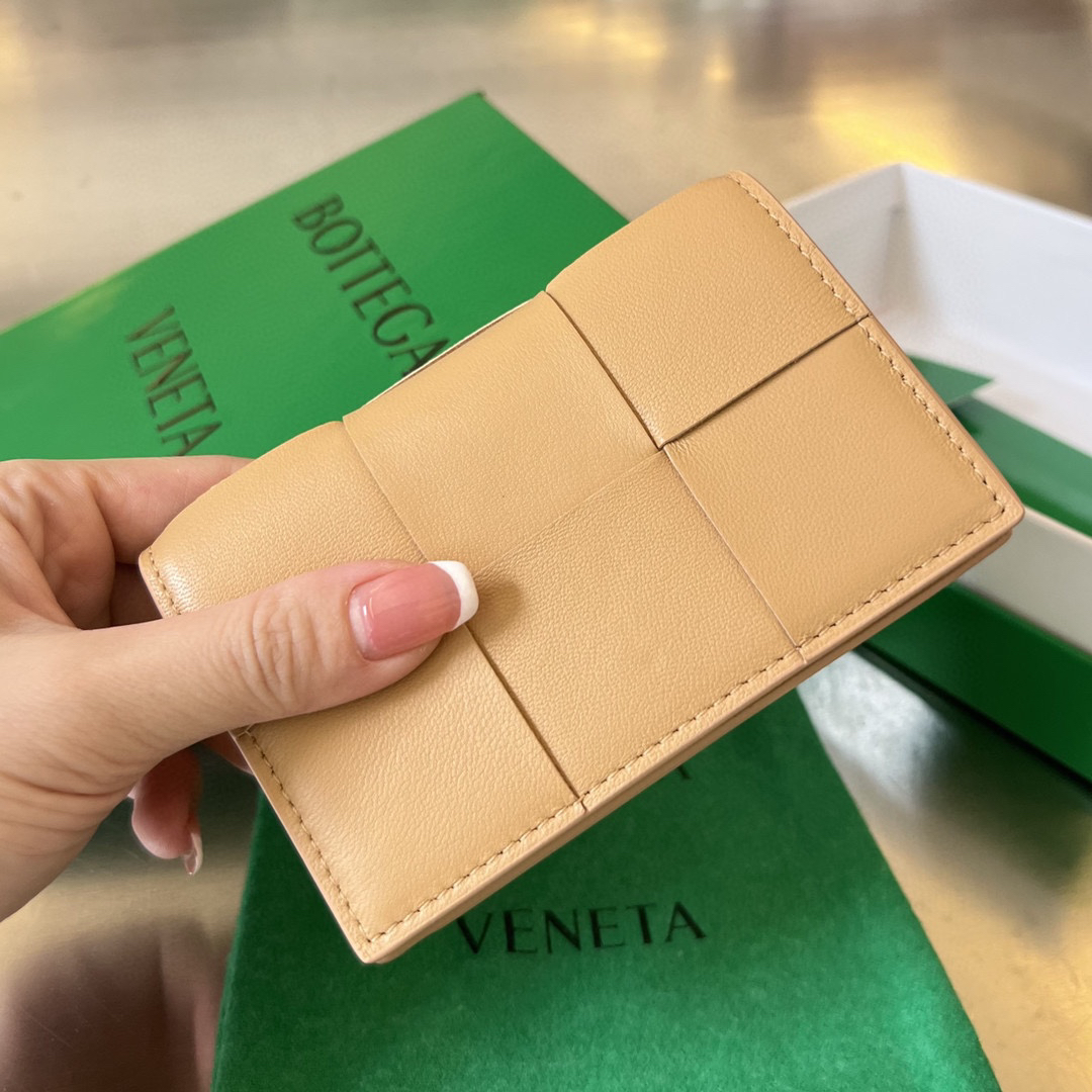 [TOP] Bottega Veneta BV Folding Slim Business Card Holder 12.5x7.5 cm - Apricot - 711 Luxury