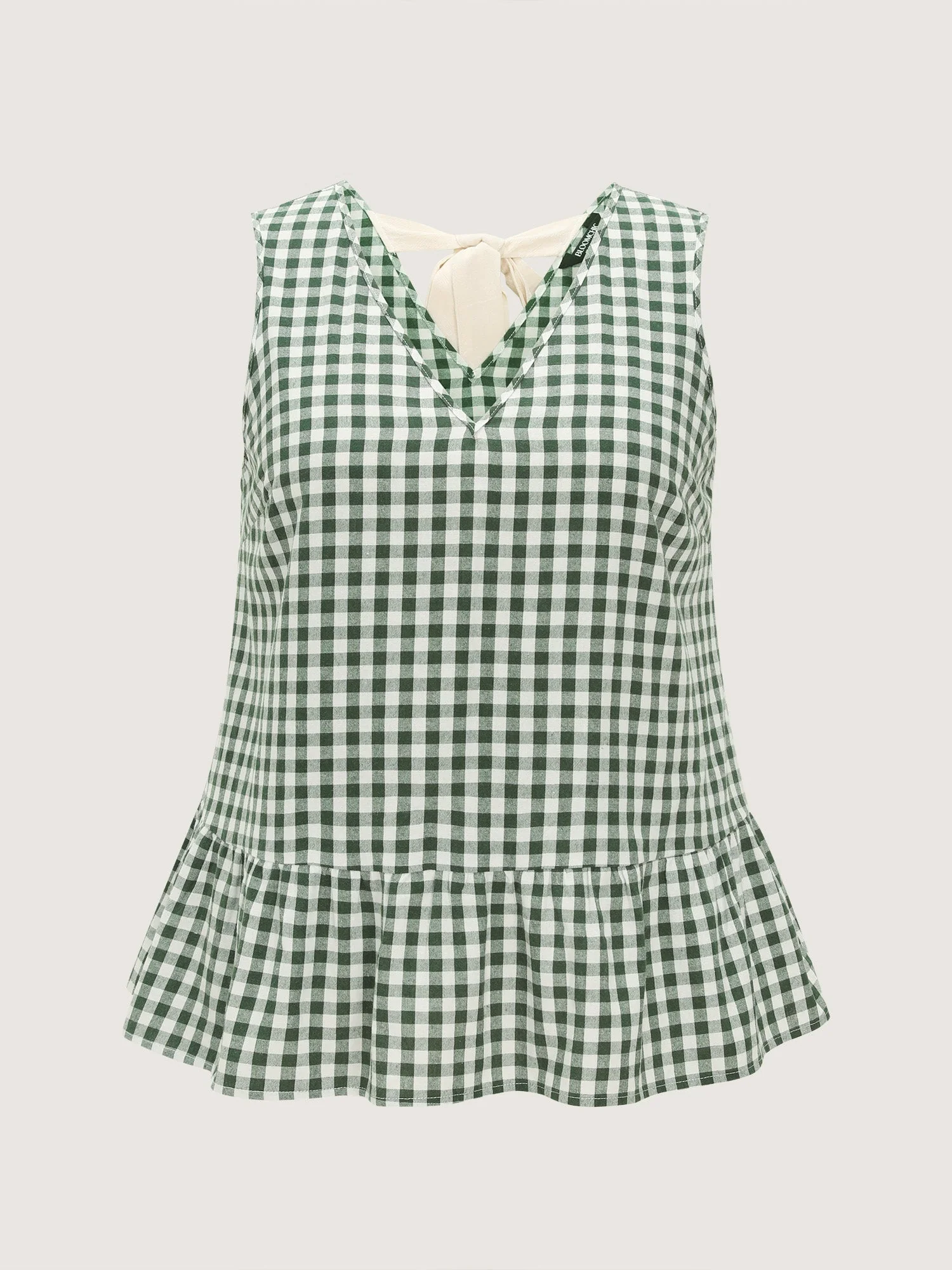 Supersoft Check Print Open Back Blouse