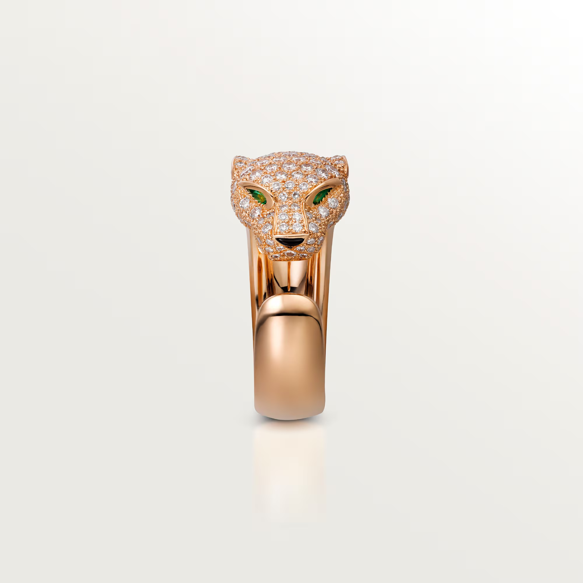 Carty Panther Pure Ring, Rose Gold, Medium Model ,Half-Paved