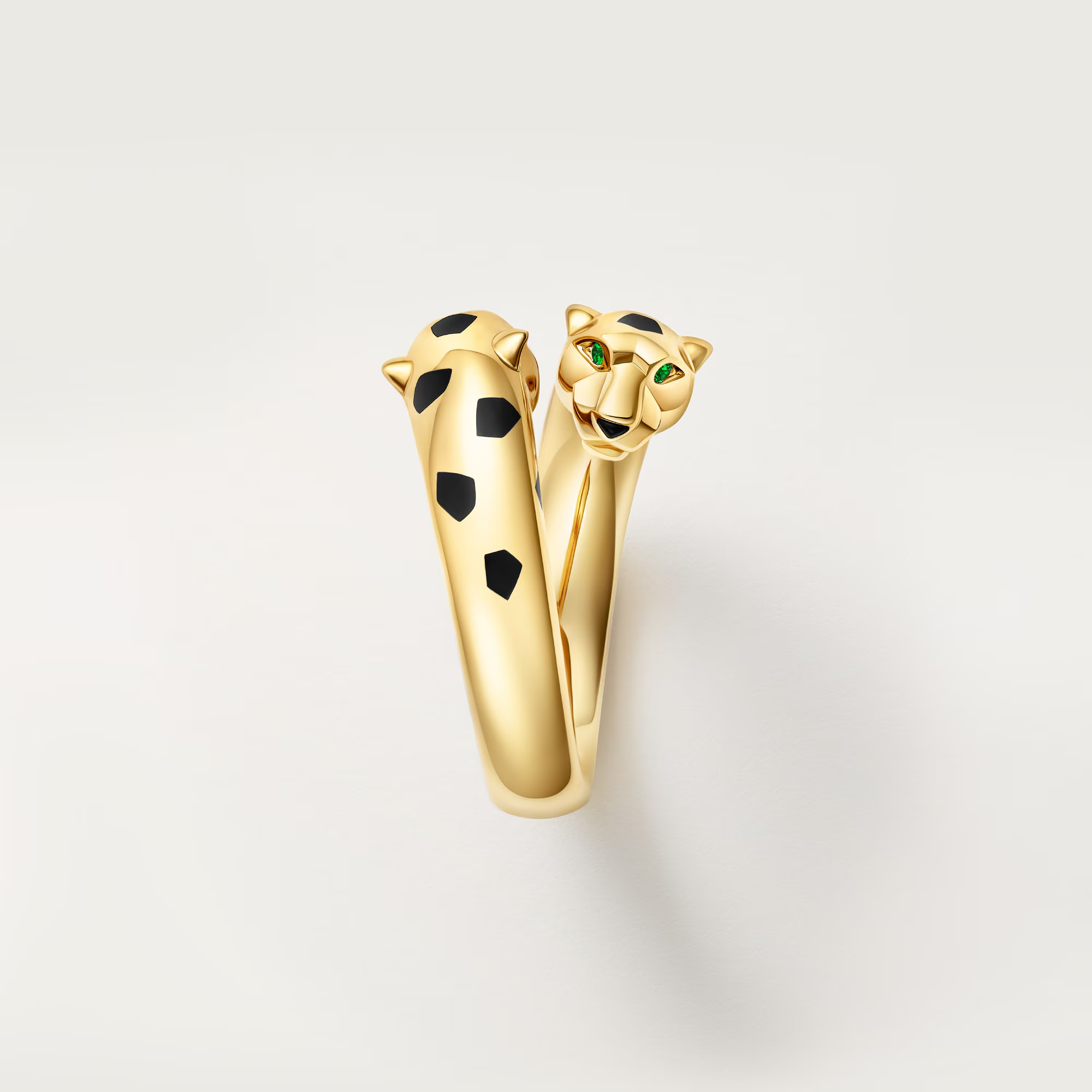 Carty Panther Motif Ring, Yellow Gold, Double Head