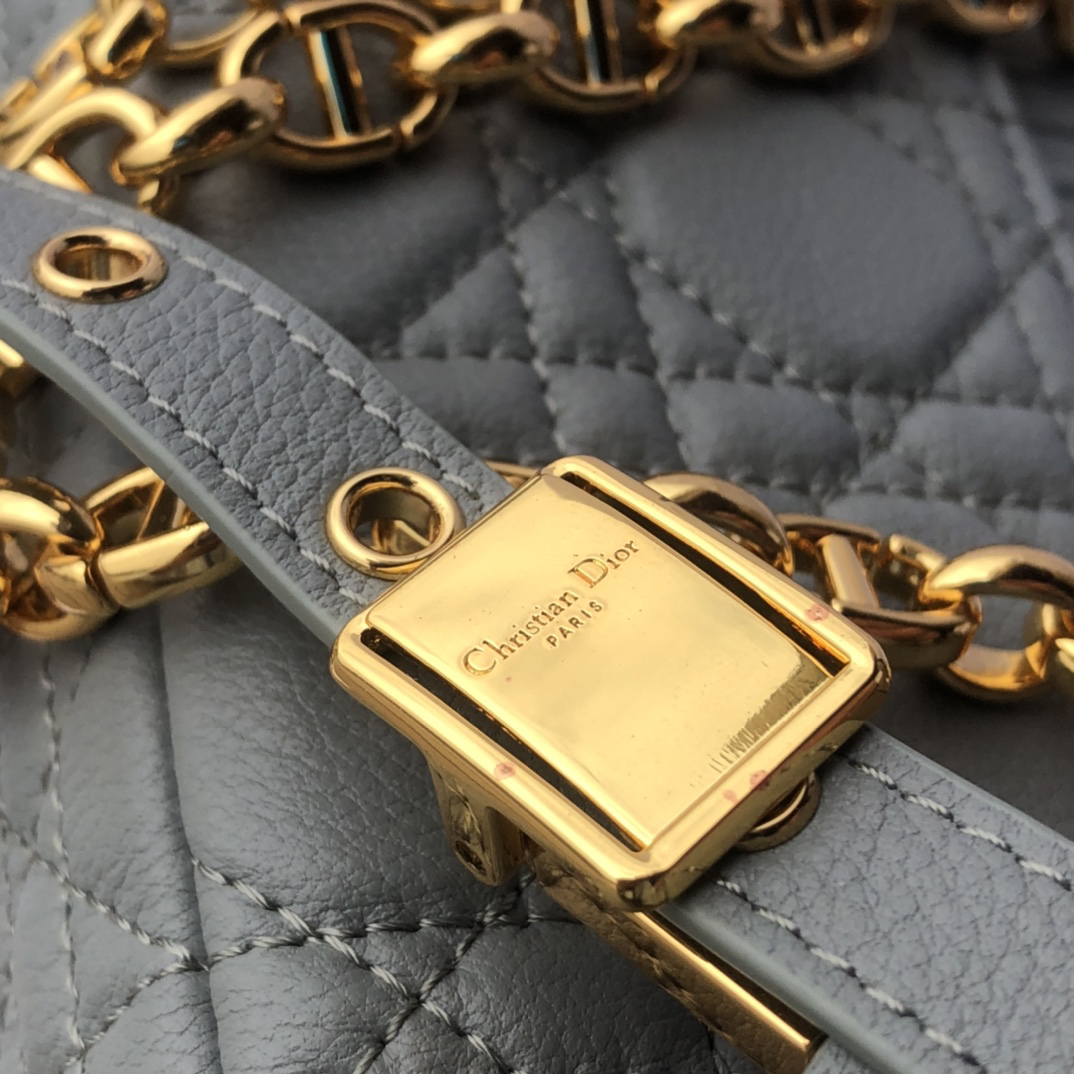 [TOP] Christian Dior Caro Bag Calfskin 20x12x7cm - Gray