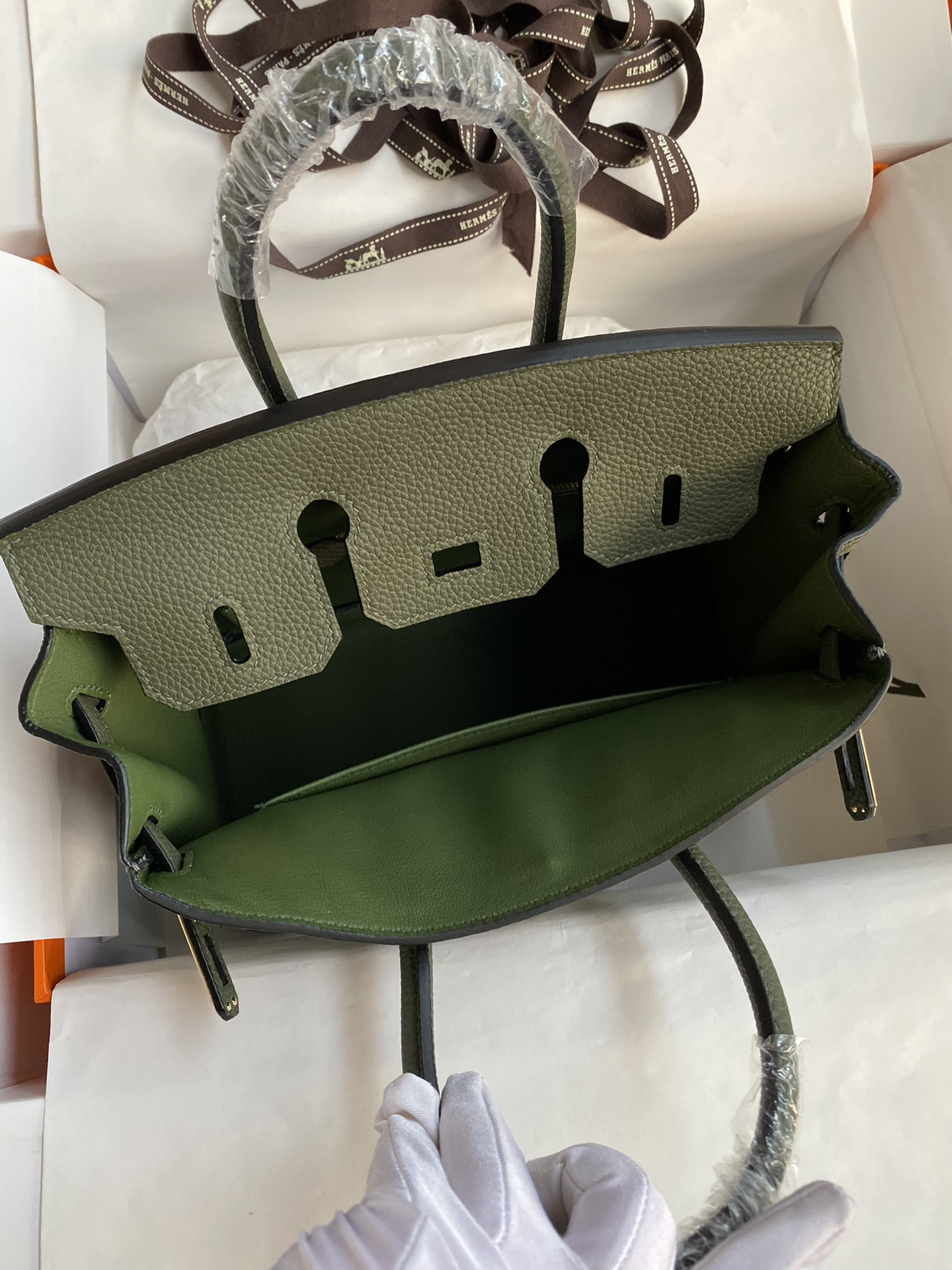 [TOP] HERMES Birkin Togo Leather 25cm - Vert Maquis & GHW