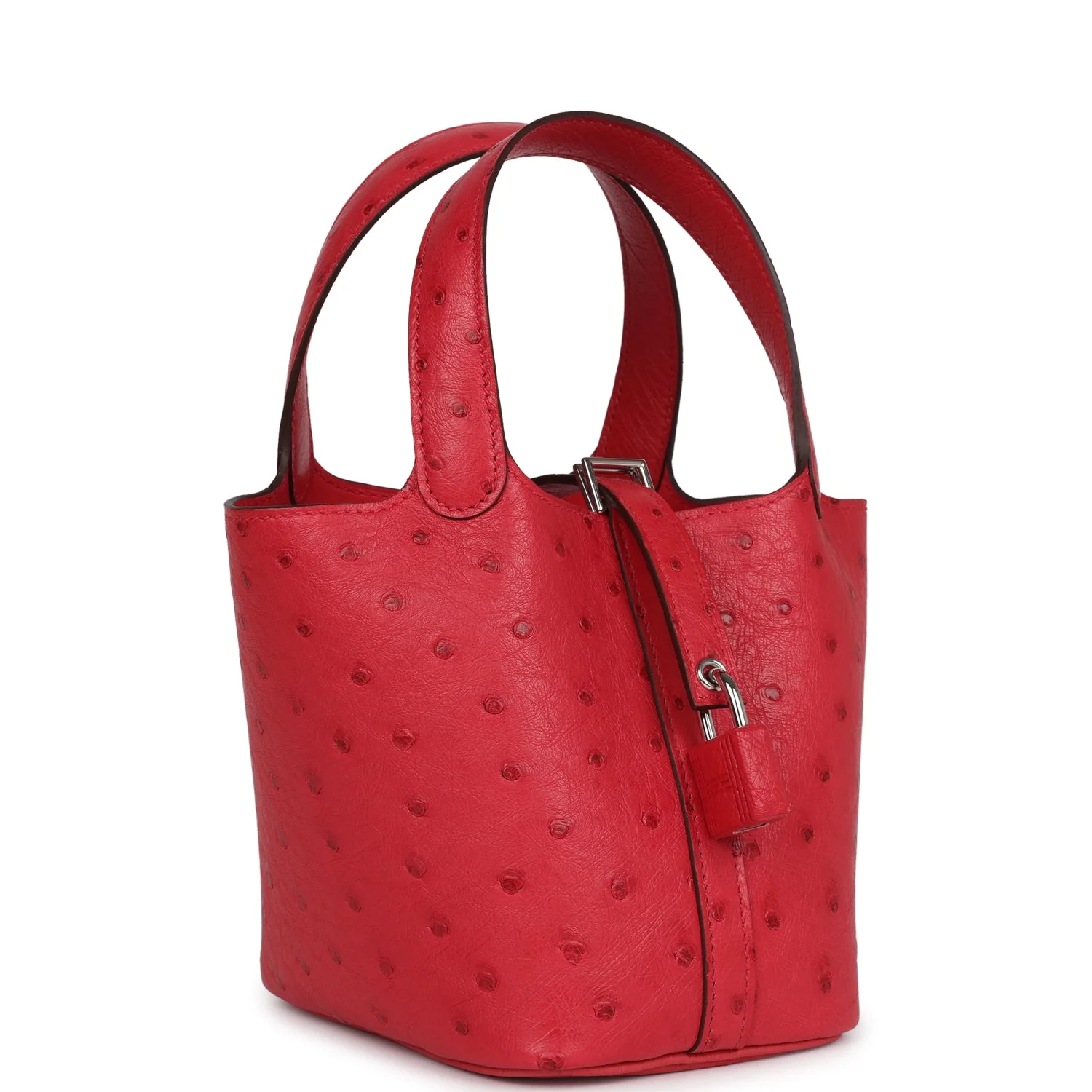 Hermes Micro Picotin Lock  Bougainvillea Ostrich Palladium Hardware