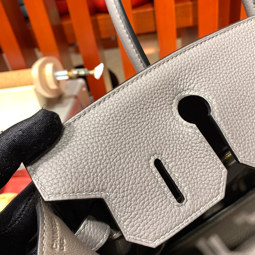 [TOP] HERMES Birkin Togo Leather 30cm - Etain & GHW
