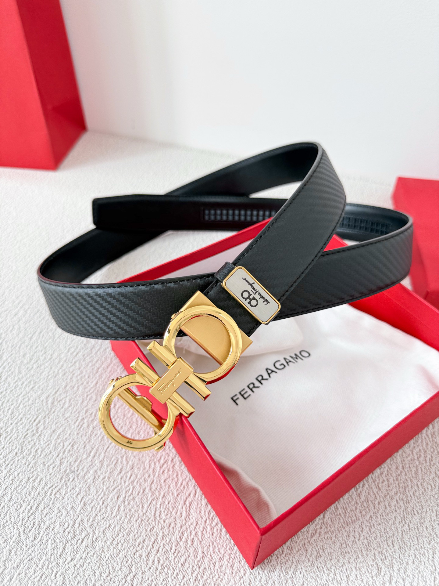 [TOP] Ferragamo Men's Belt 3.5cm - Black - 711 Luxury