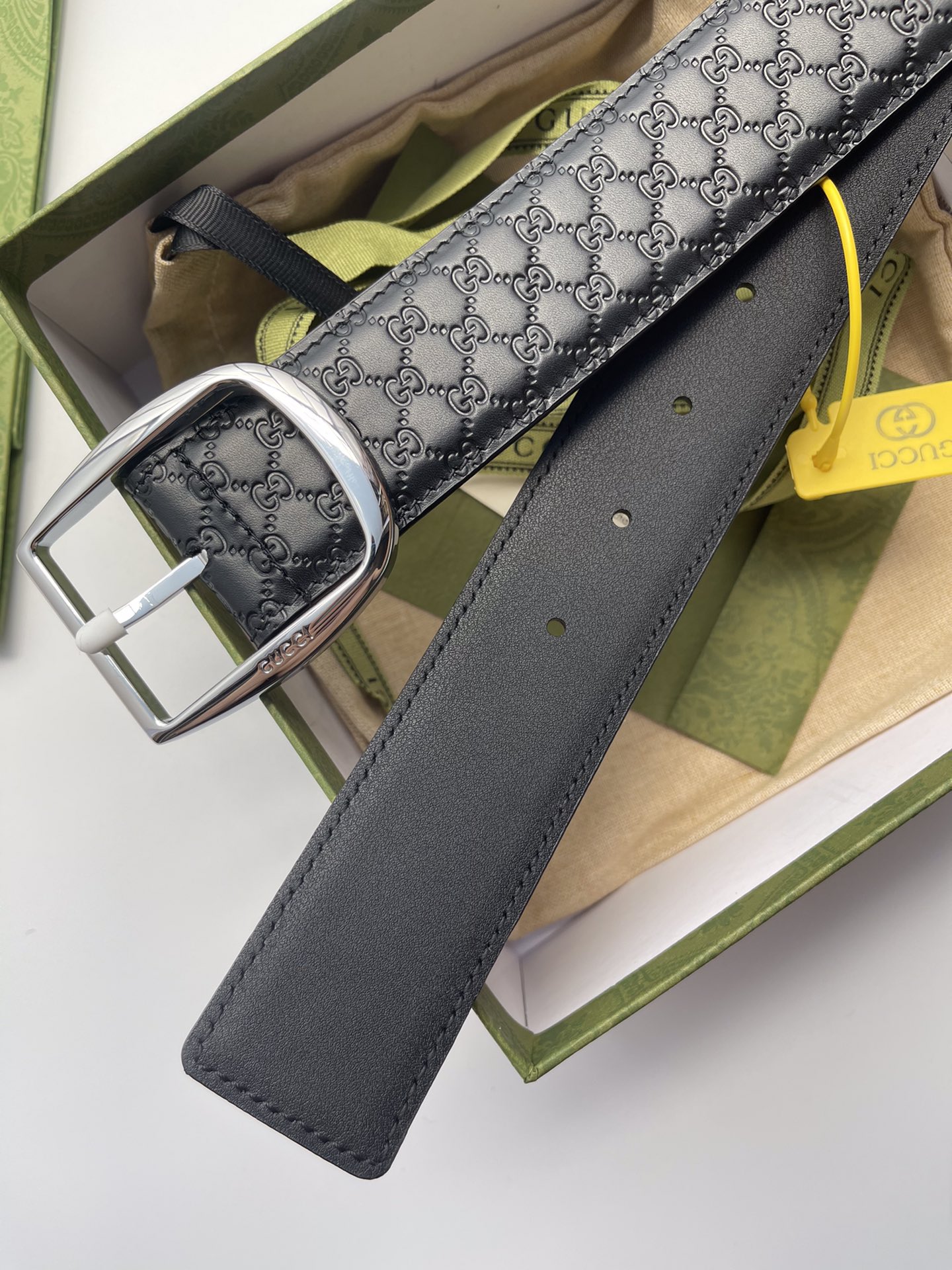 [TOP] GUCCI Men's GG Belt Cowhide 4.0cm - Black - 711 Luxury