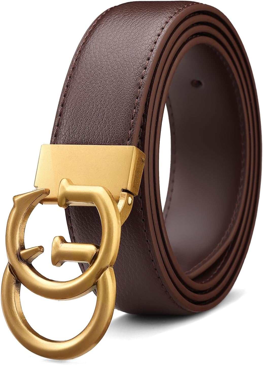 JEKIXHUA Mens Microfiber Synthetic Leather Belt for Men - Adjustable Strap with Gold Buckle, Belt for Business & Casual