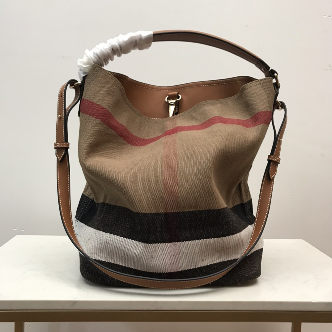 [TOP] BURBERRY The Ashby Bag Canvas 25x19x34cm - Brown - 711 Luxury