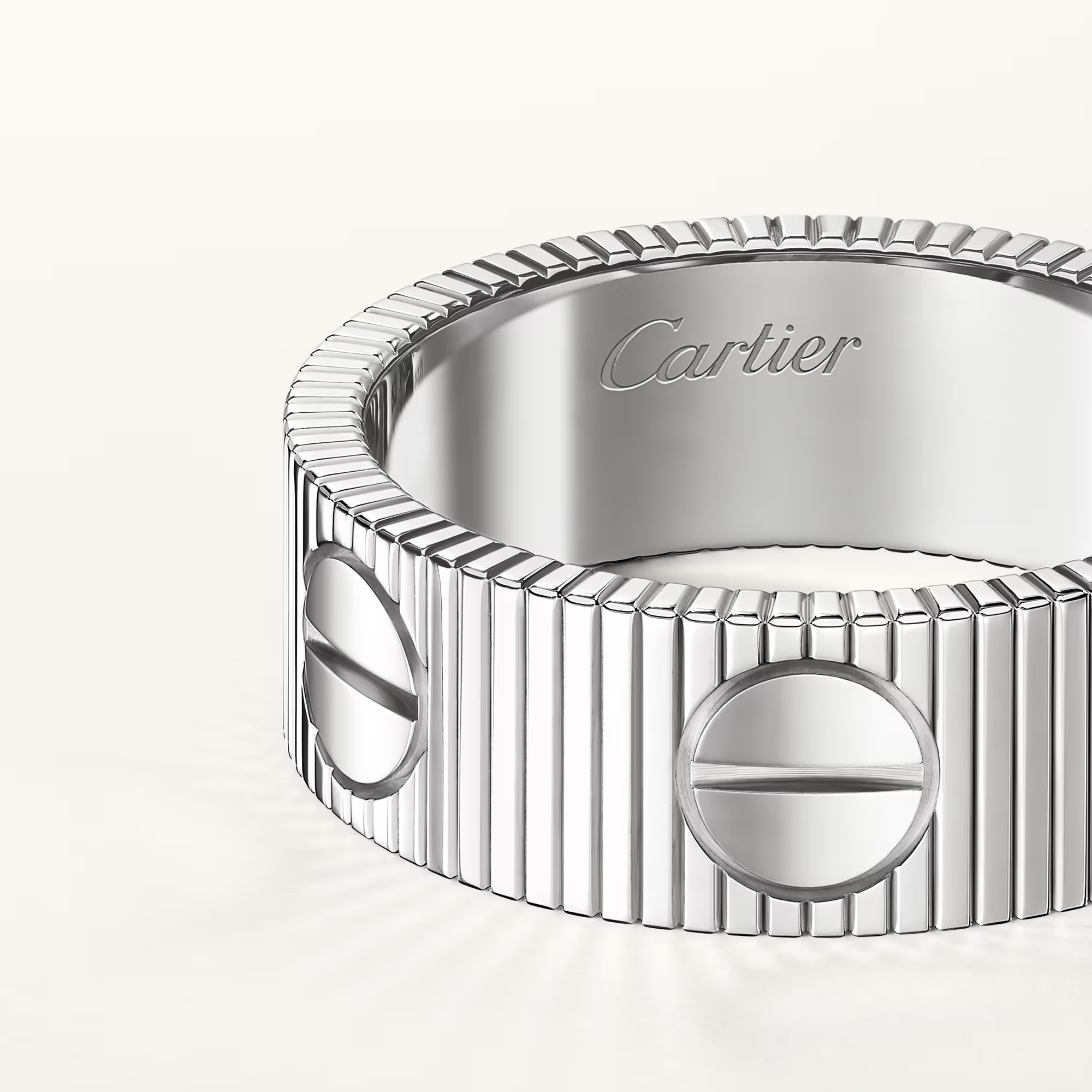 Carty Love Stripe Ring, White Gold