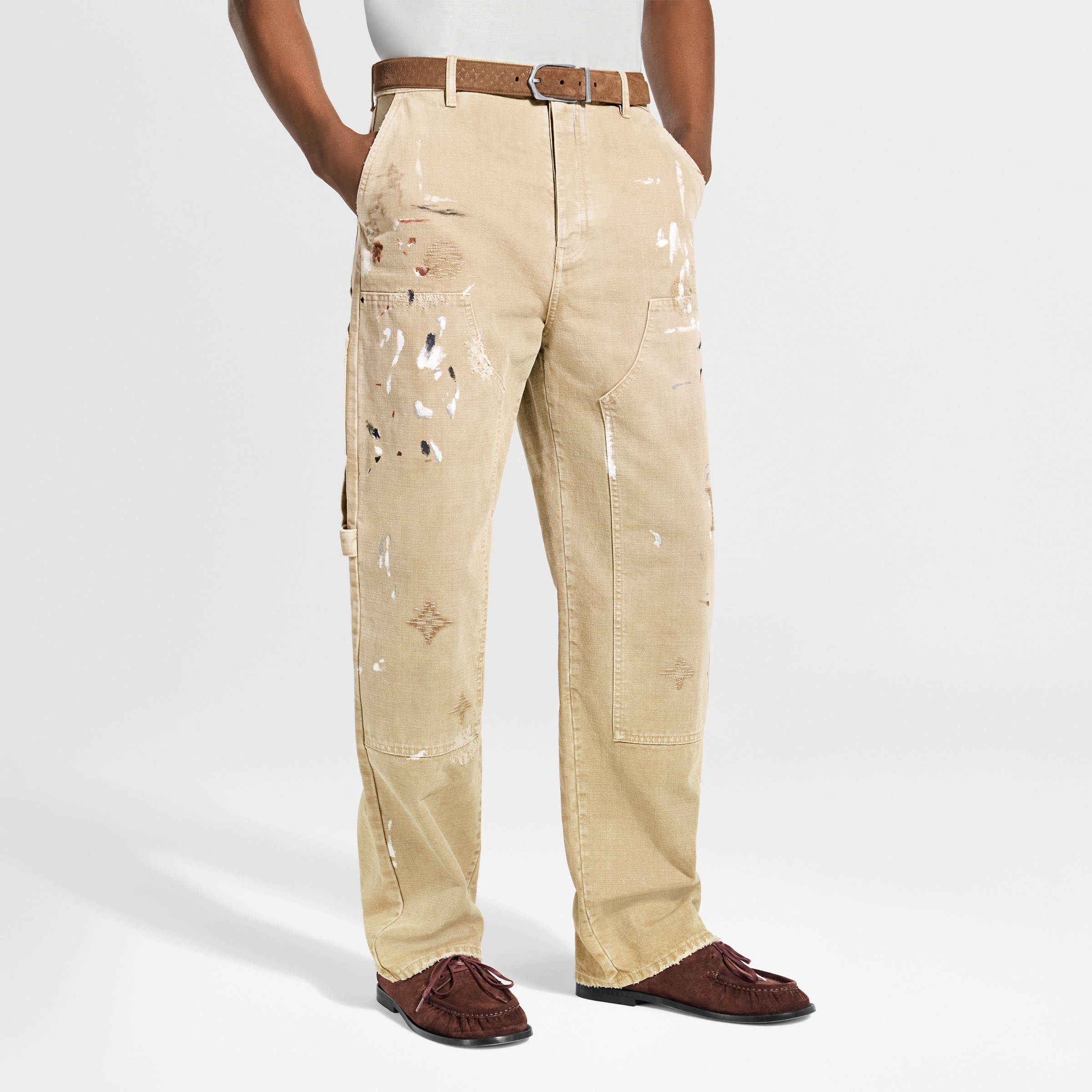 LOUIS VUITTON Embellished Denim Carpenter Pants #386539