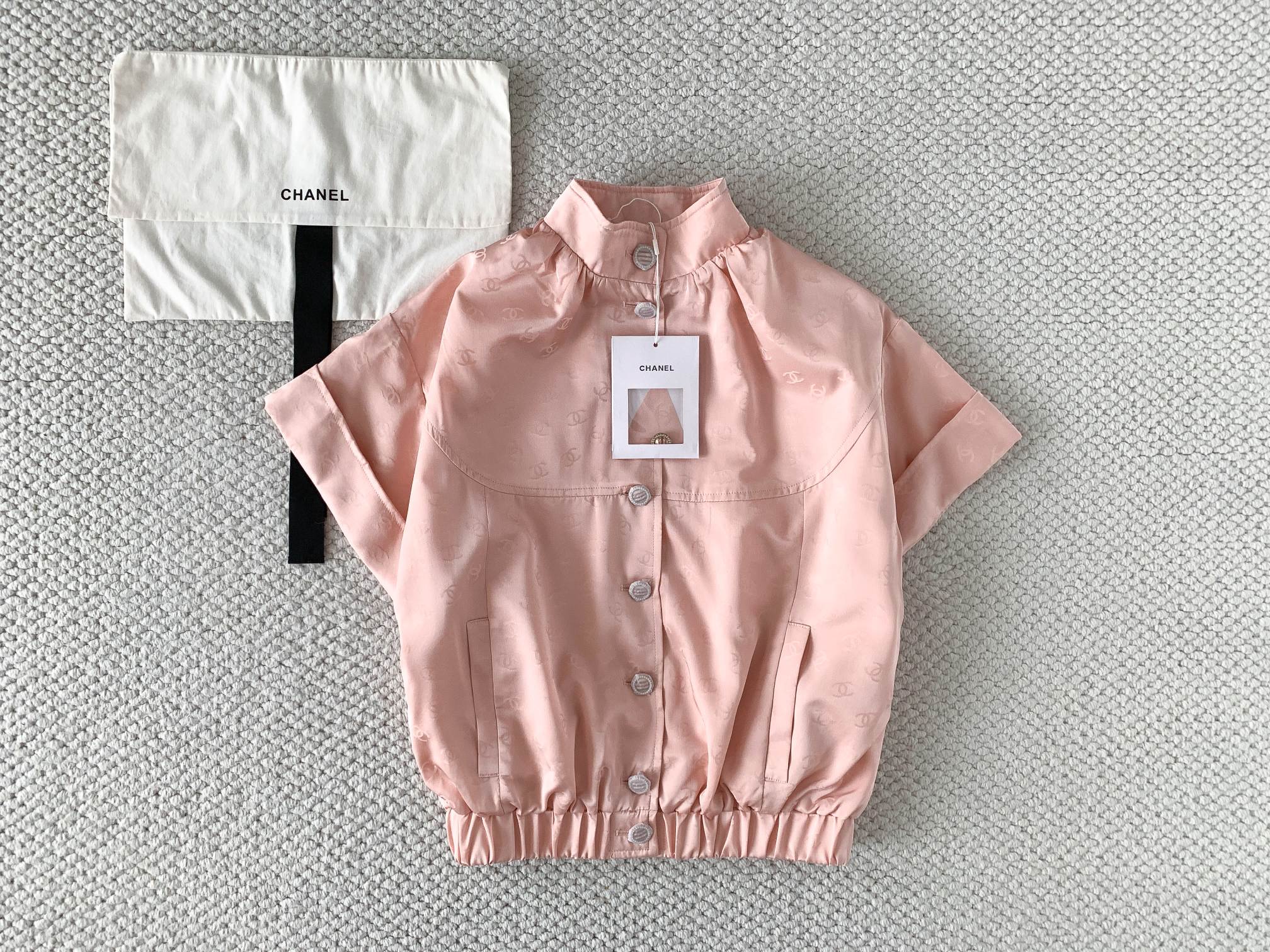 CHANEL Jacket Silk Taffeta Light Pink #386909