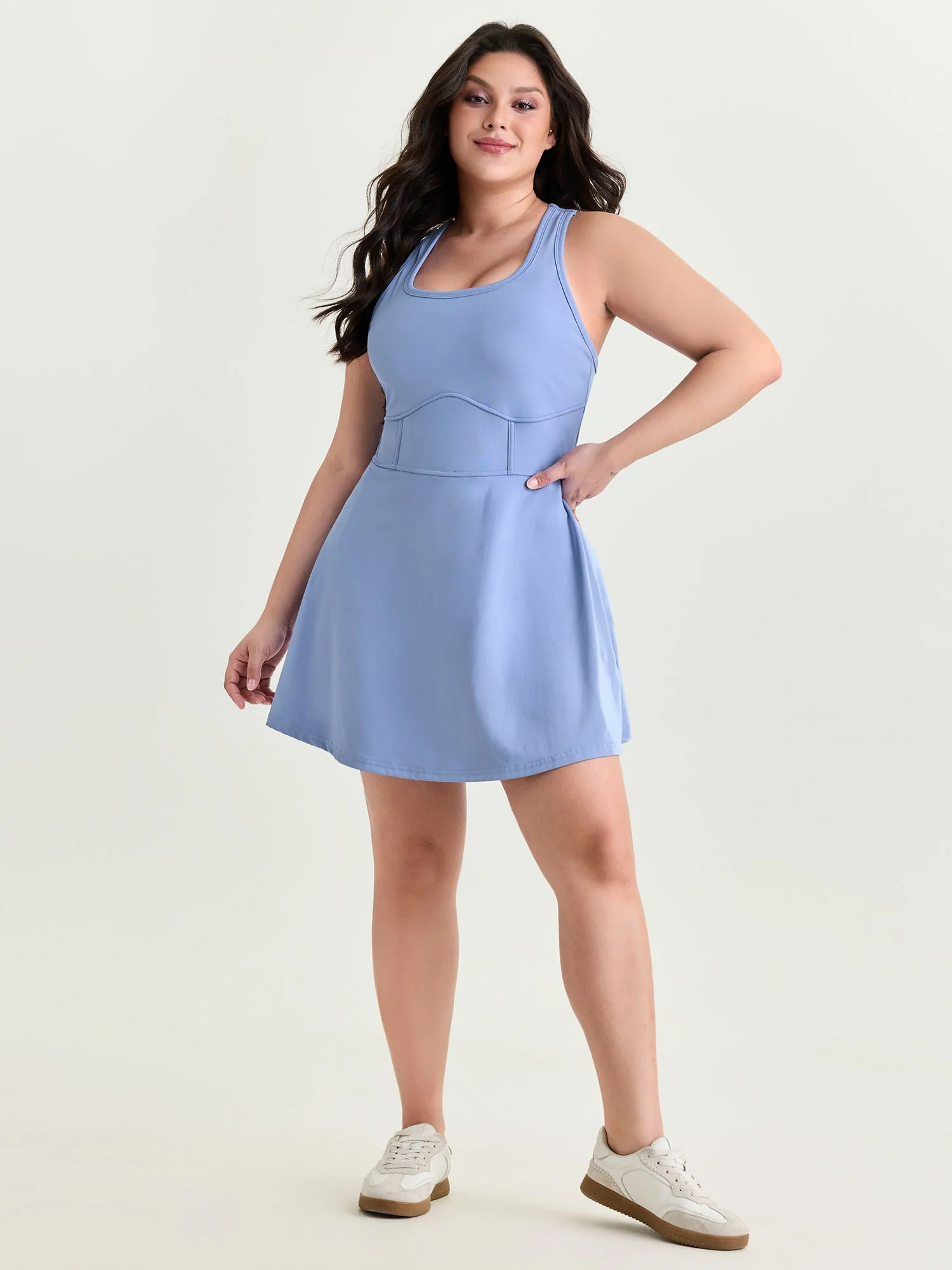 Stretchy Sculpted Fit And Flare Pocket Mini Dress
