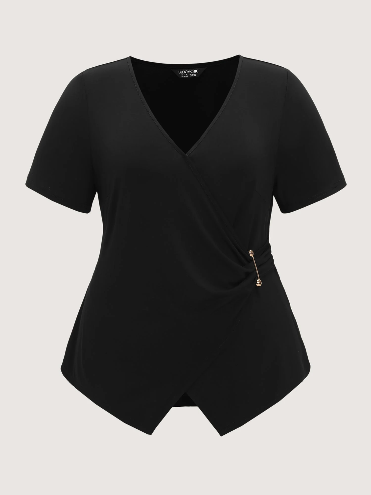 Supersoft Wrap Neckline Side Tie Plain Top