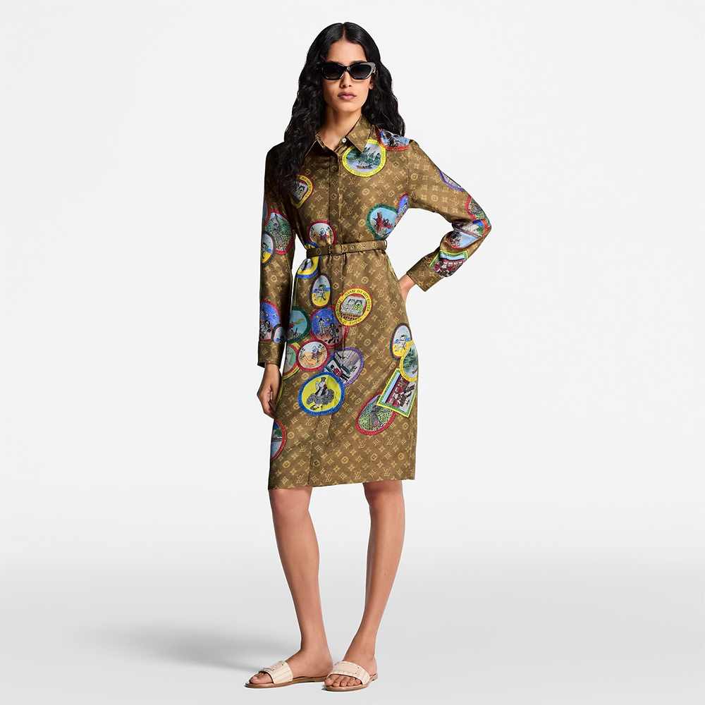 Louis Vuitton Clothing Louis Vuitton Cat Stamp Monogram Shirt Dress | Nigo Office