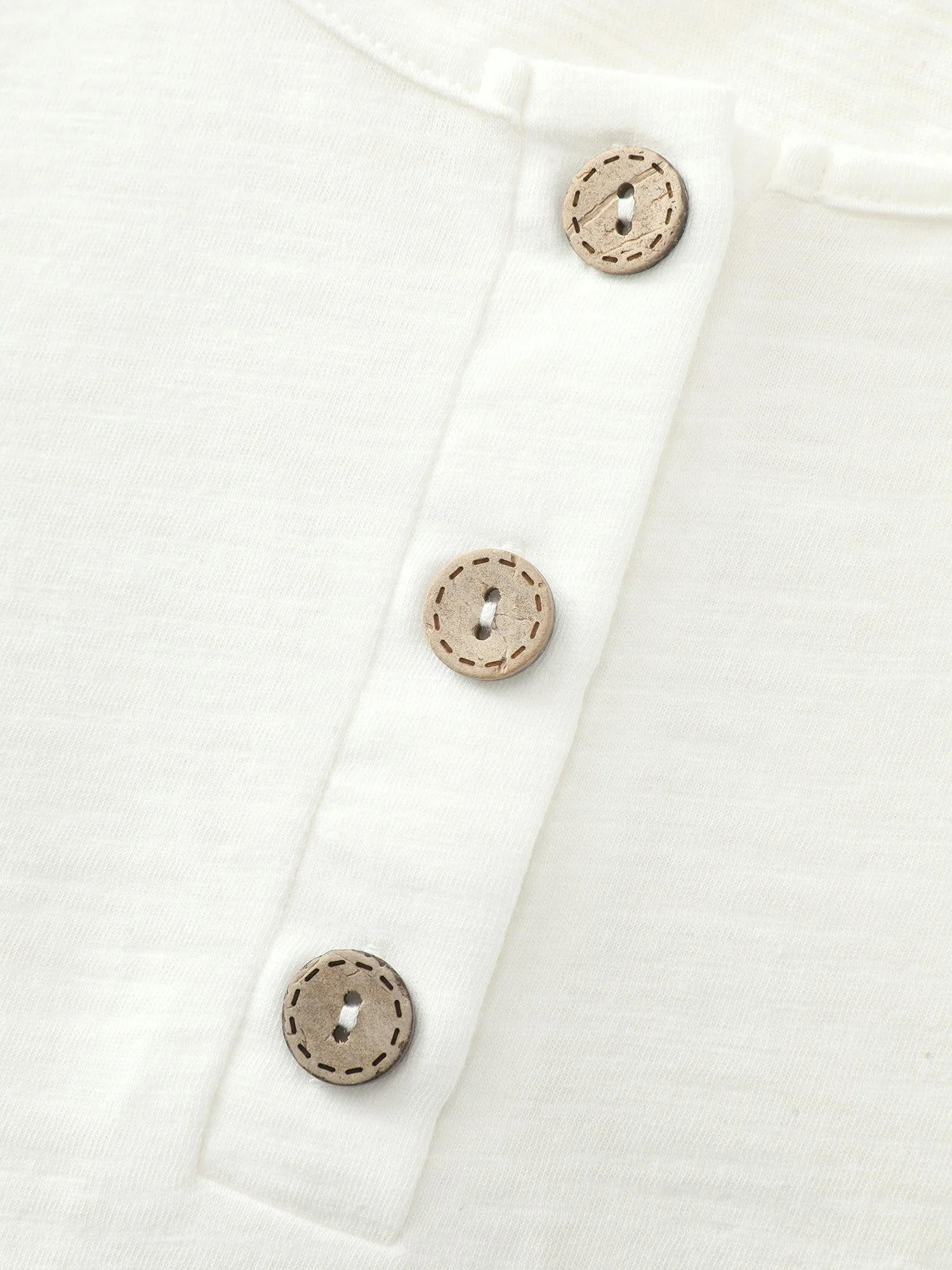 Pure Cotton Half Button Placket T-Shirt