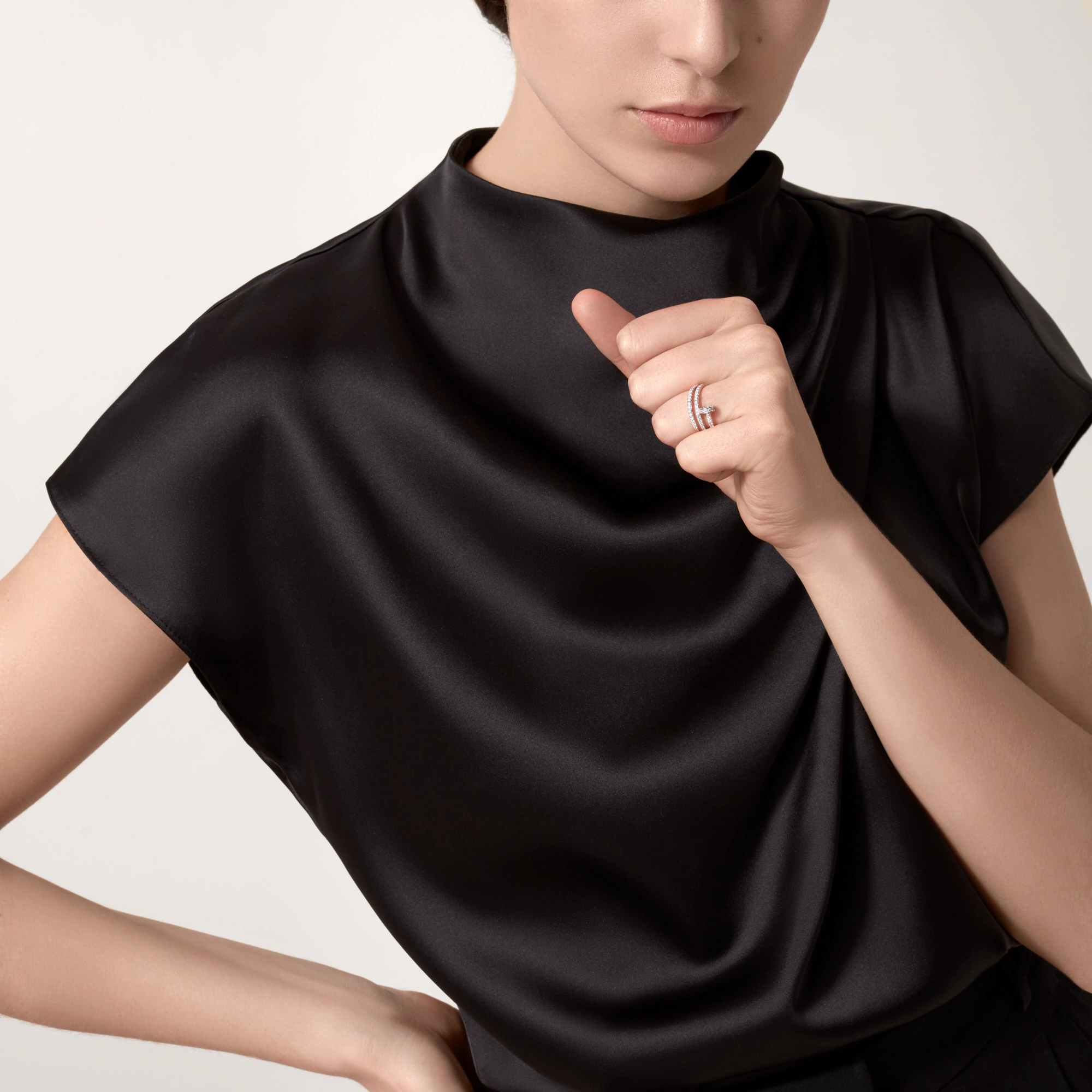 Carty Nails Infinity Wrap Ring,White Gold,Half-Paved