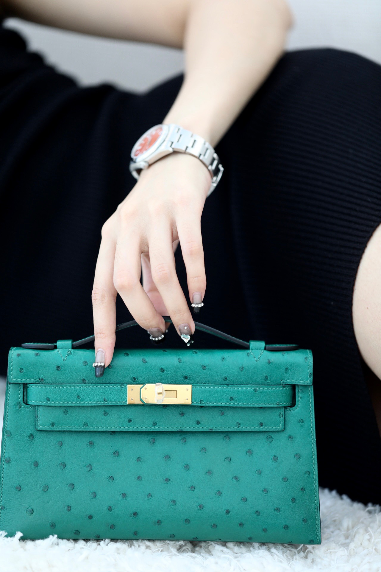 Hermes Kelly1 Mini 22 South African ostrich skin