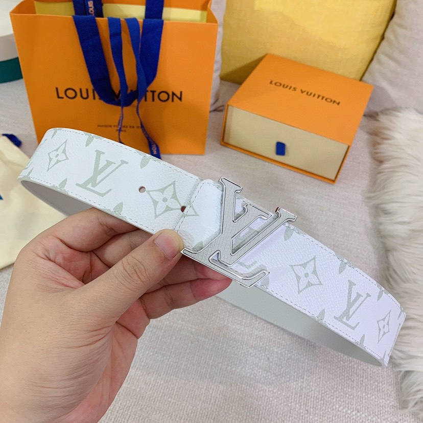 [TOP] Louis Vuitton LV Men's Belt Calfskin 4cm - White - 711 Luxury