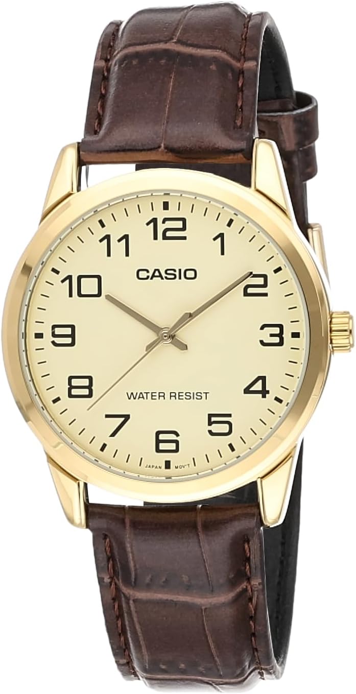 Casio Men's Mtp-v001gl-9b Quartz Watch with Genuine Leather