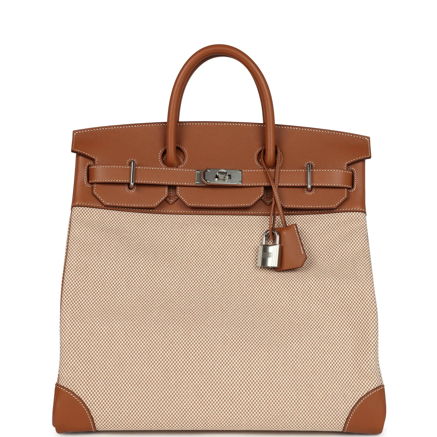 Hermes Birkin HACGold Togo and Ecru-Beige Toile H Canvas Palladium Hardware