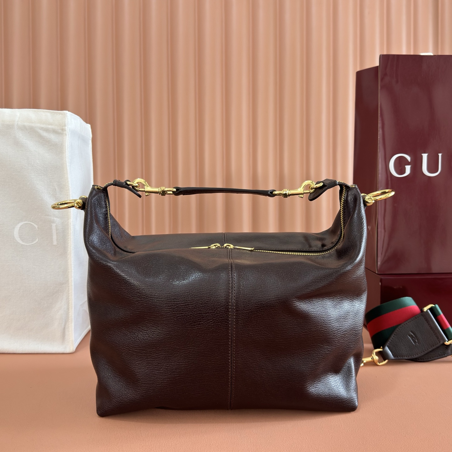 [TOP] GUCCI Brera Bag 33x27x15cm - Brown & GHW