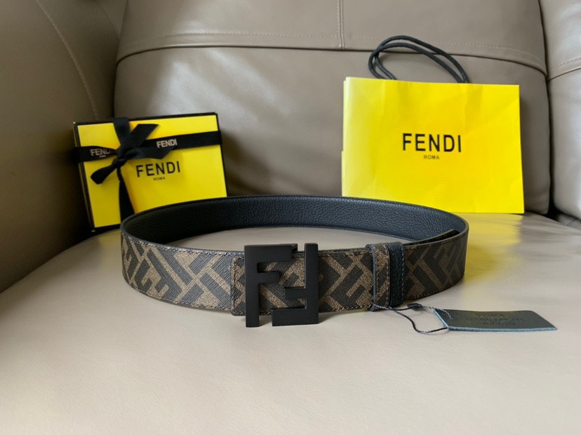 [TOP] FENDI Men's Belt Cowhide 4cm - Brown - 711 Luxury