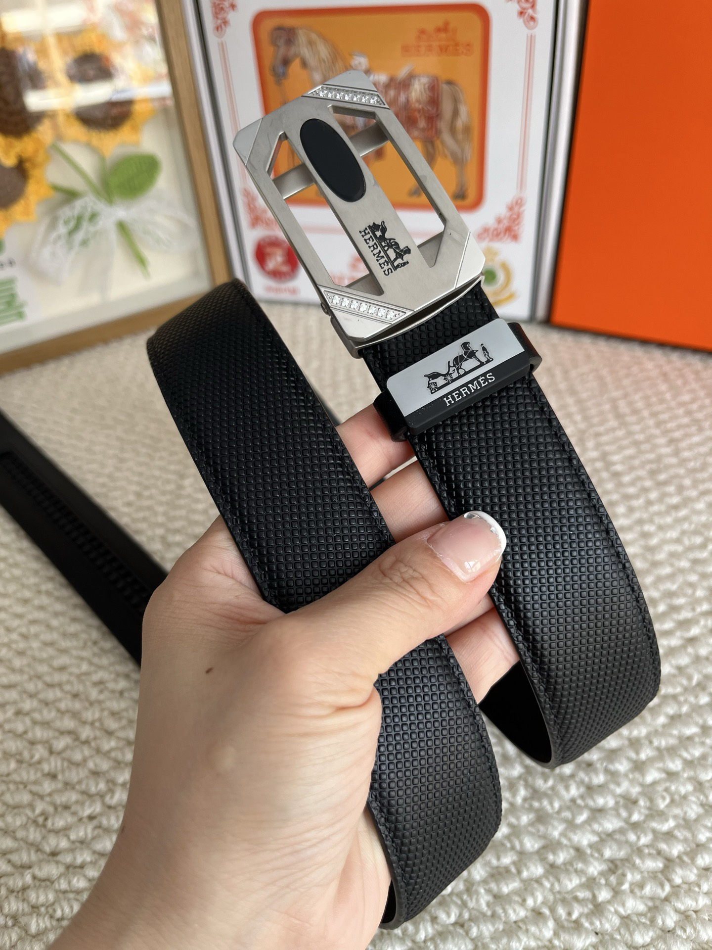 [TOP] HERMES Men's  Belt 3.5cm - Black - 711 Luxury