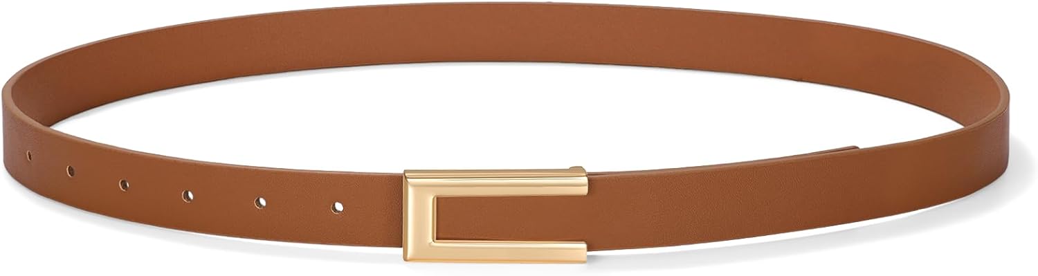 IAKING Women Skinny Belts for Jeans Pants Dresses Thin Belt With Gold Buckle Ladies Waist Belt for Women