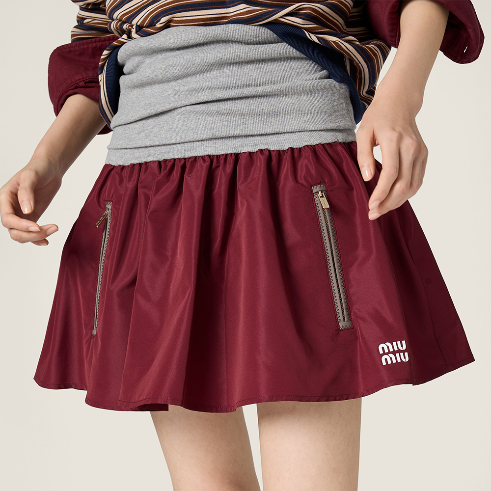 MiuMiu Amaranth gray Technical Fabric Miniskirt #380064