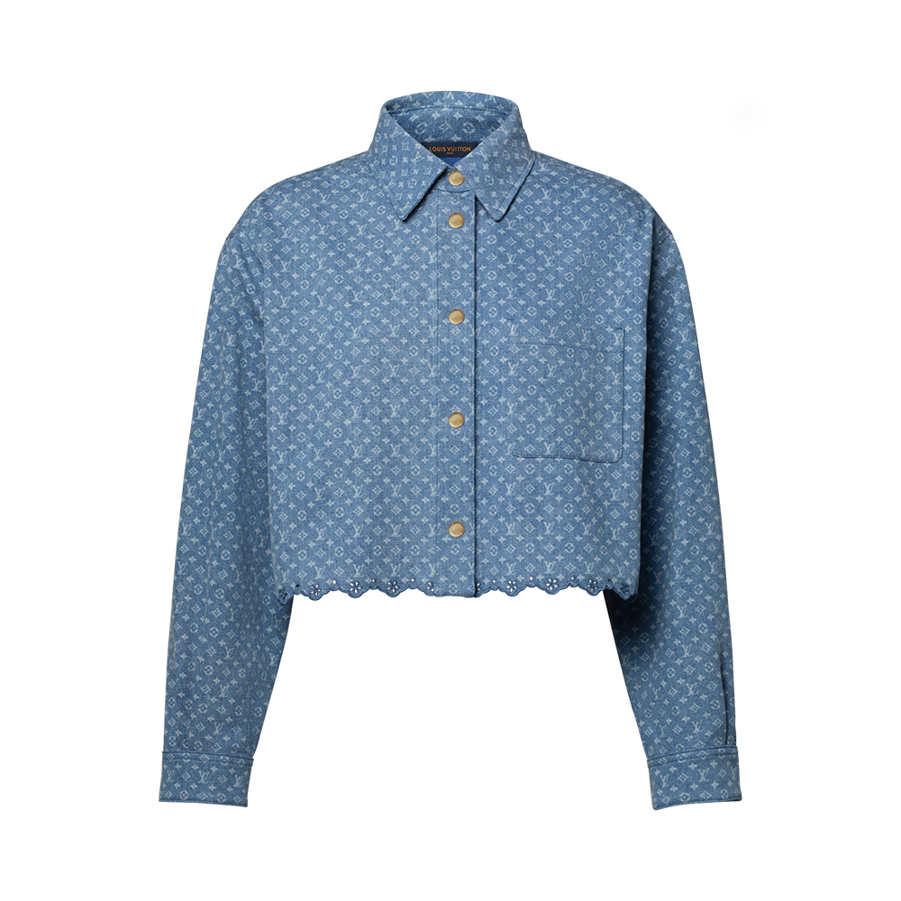 Louis Vuitton Clothing LOUIS VUITTON Cropped Monogram Denim Shirt and Mini Shorts1AKEDM #395278 View 2 | Nigo Office