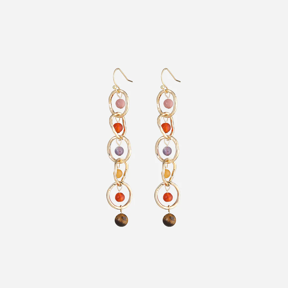 Beaded Alloy Dangle Earrings