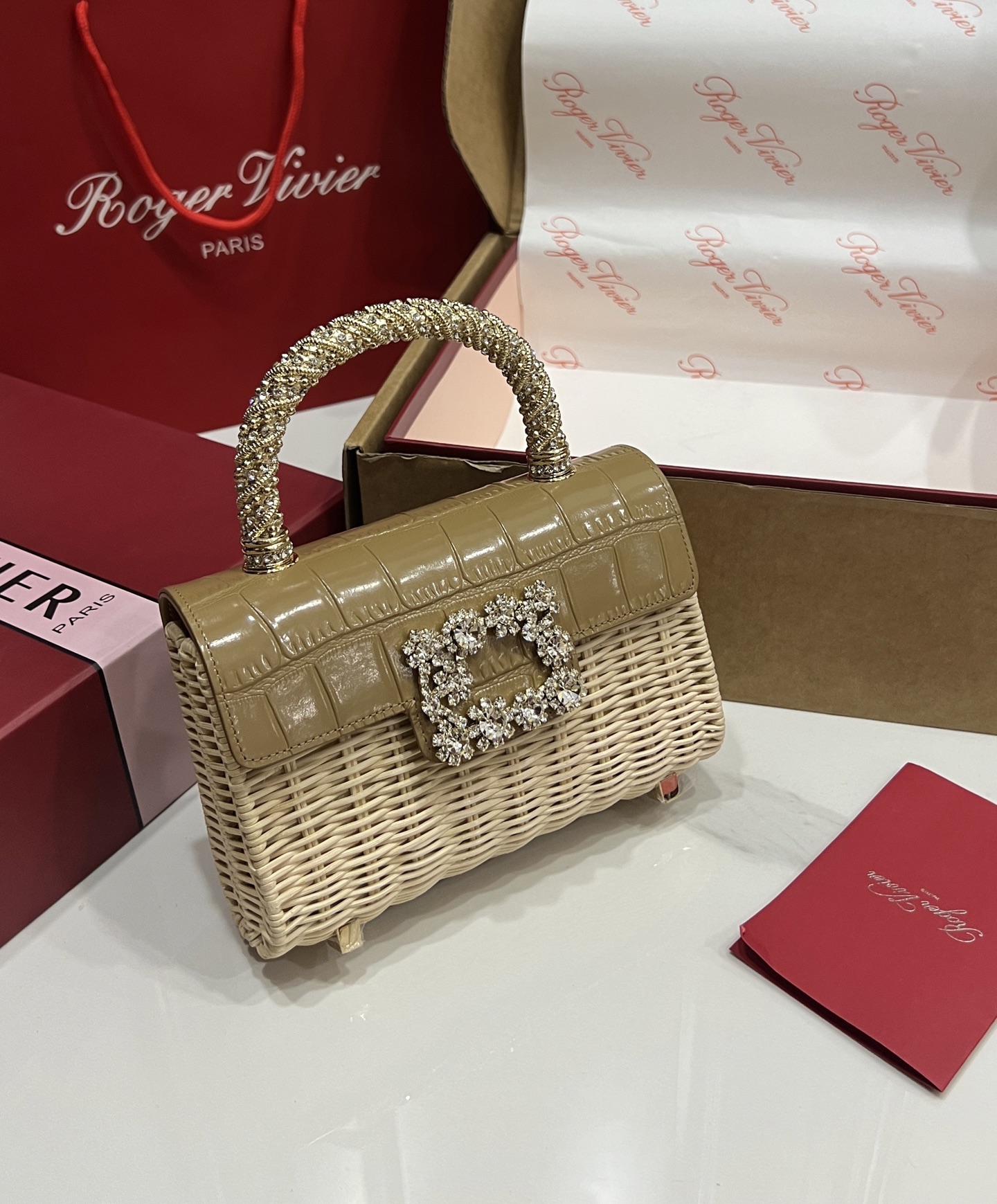 [TOP] ROGER VIVIER Diamond Bag 19-4-13 CM - Brown - 711 Luxury