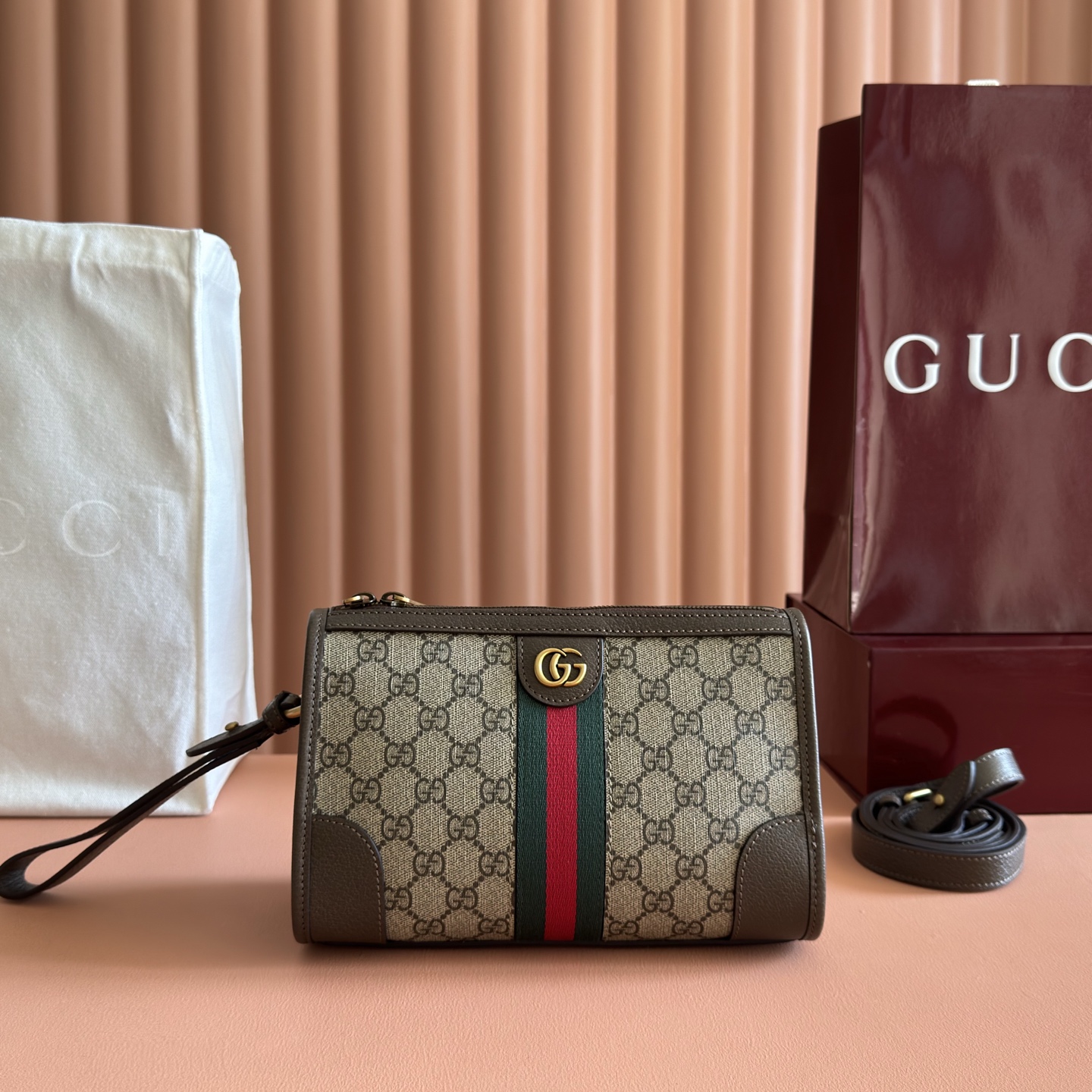 [TOP] GUCCI Ophidia Messenger Bag 24x35x10.5cm - Brown