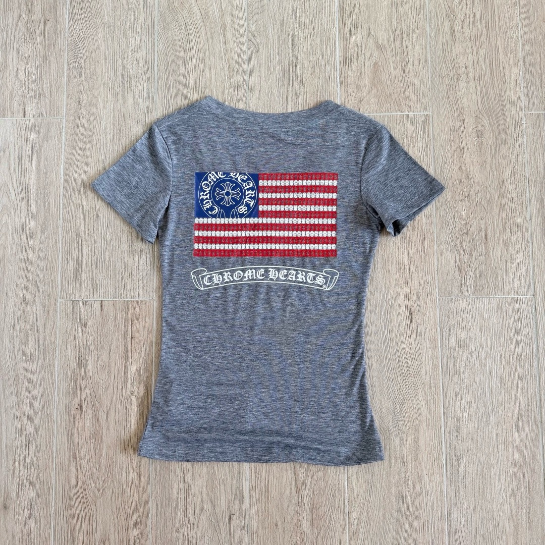 Chrome Hearts American Flag Women's T-shirt #383403