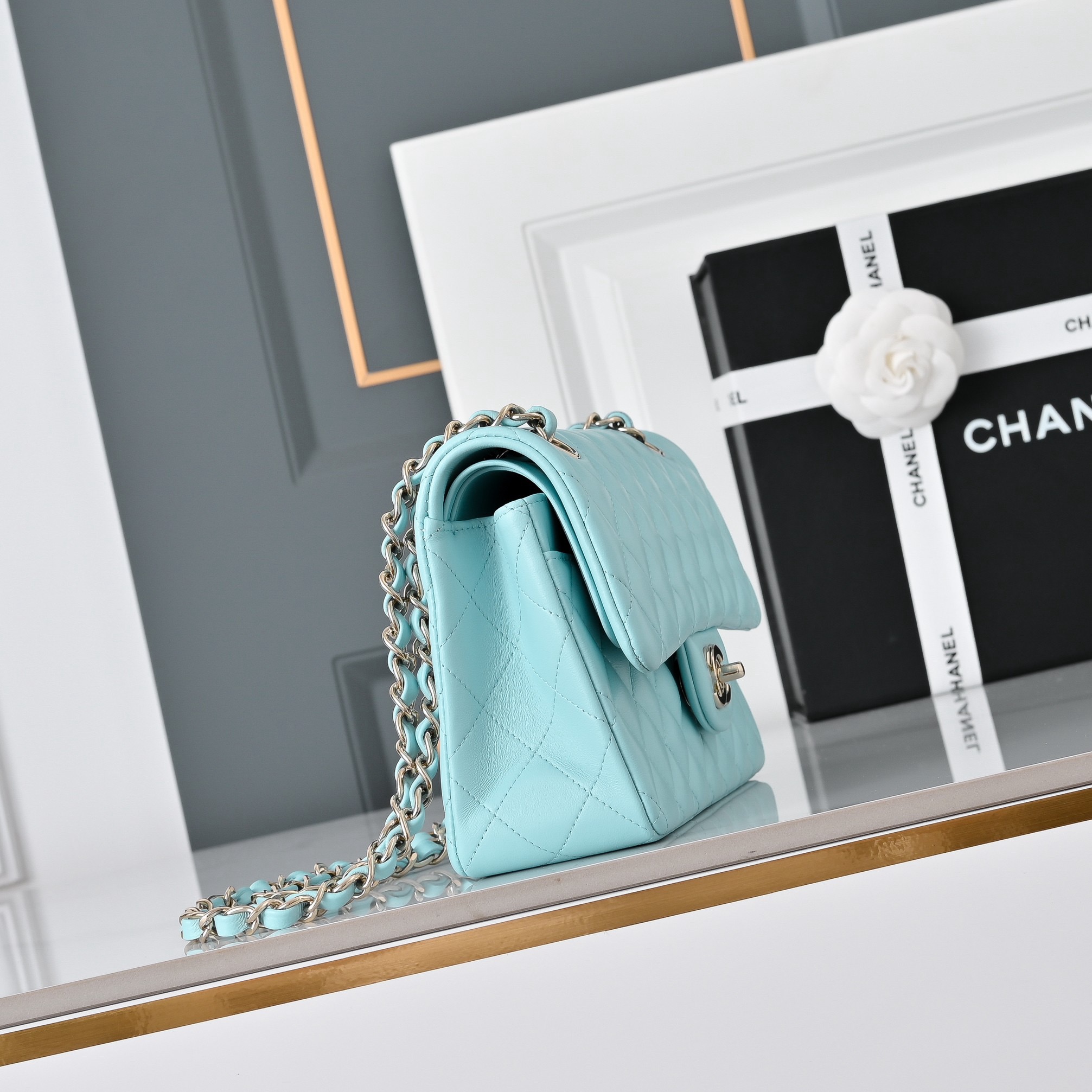 [TOP] CHANEL CF Flab Bag Handbags - Light Blue - GHW - Collection - 711 Luxury