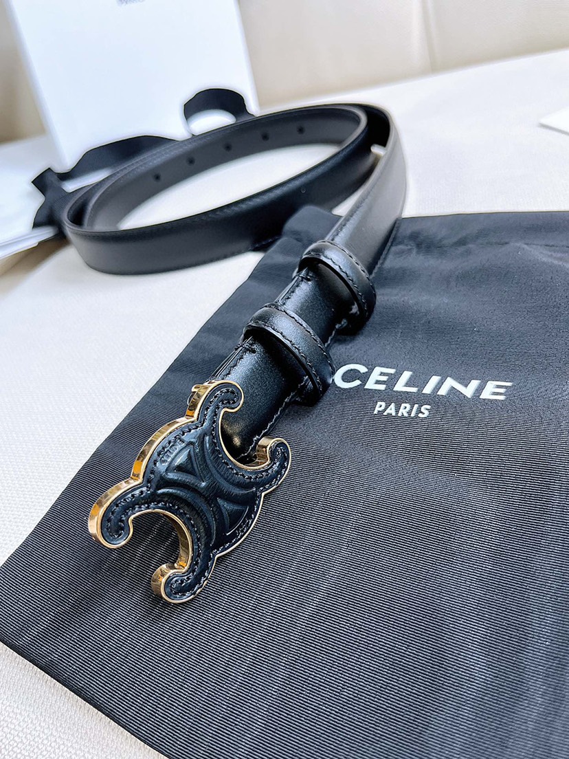 [TOP] CELINE Belt Calfskin 2.5cm - Black - 711 Luxury