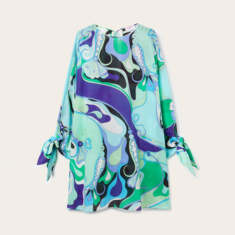 PUCCI Bat Sleeve Back Tie Short Gown Dress #380005