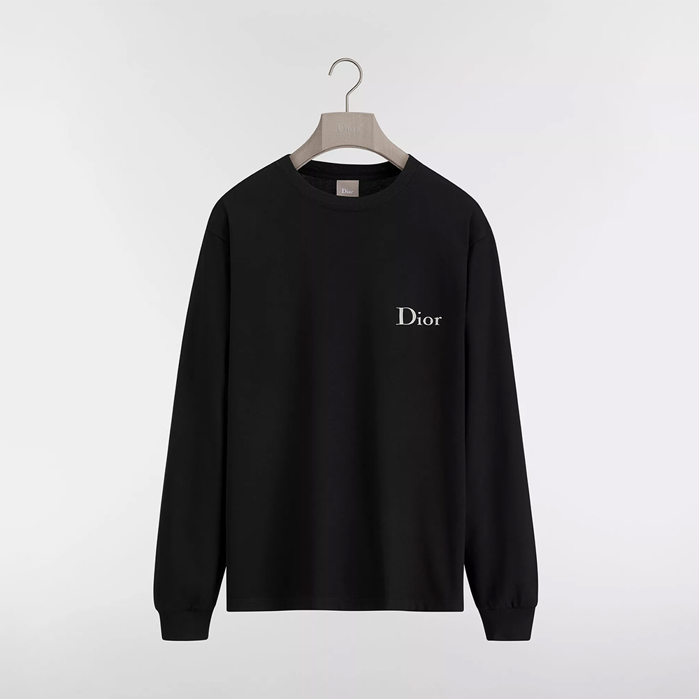 Dior white Clothing DIOR Long-Sleeved T-Shirt with Dior Embroidery Relaxed Fit White Cotton Jersey #395623 View 2 | Nigo Offi