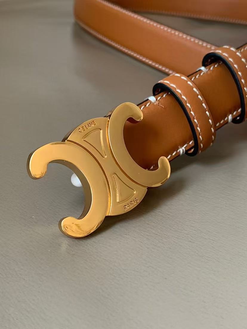[TOP] CELINE Belt Calfskin 2.5cm - Brown - 711 Luxury