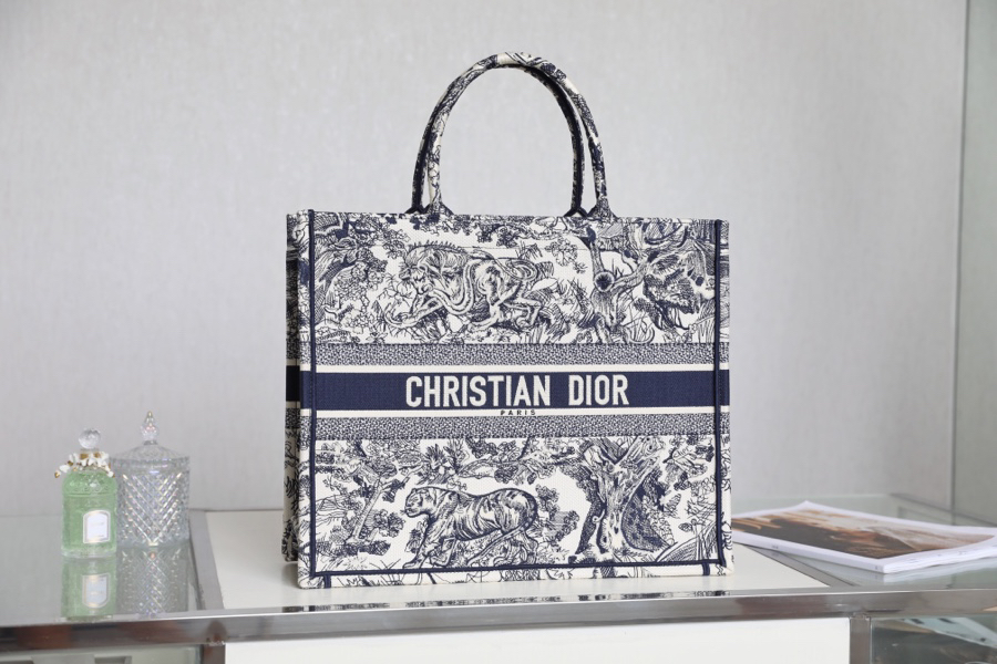[TOP] Christian Dior Book Tote Bag 41.5x35x18cm - Navy Blue - 711 Luxury