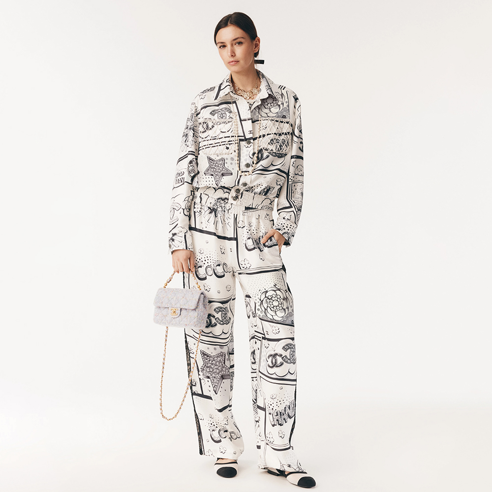 NIGO Chanel Hand-painted Camellia Silk Stretch Casual Pants Shirt #nigo377175