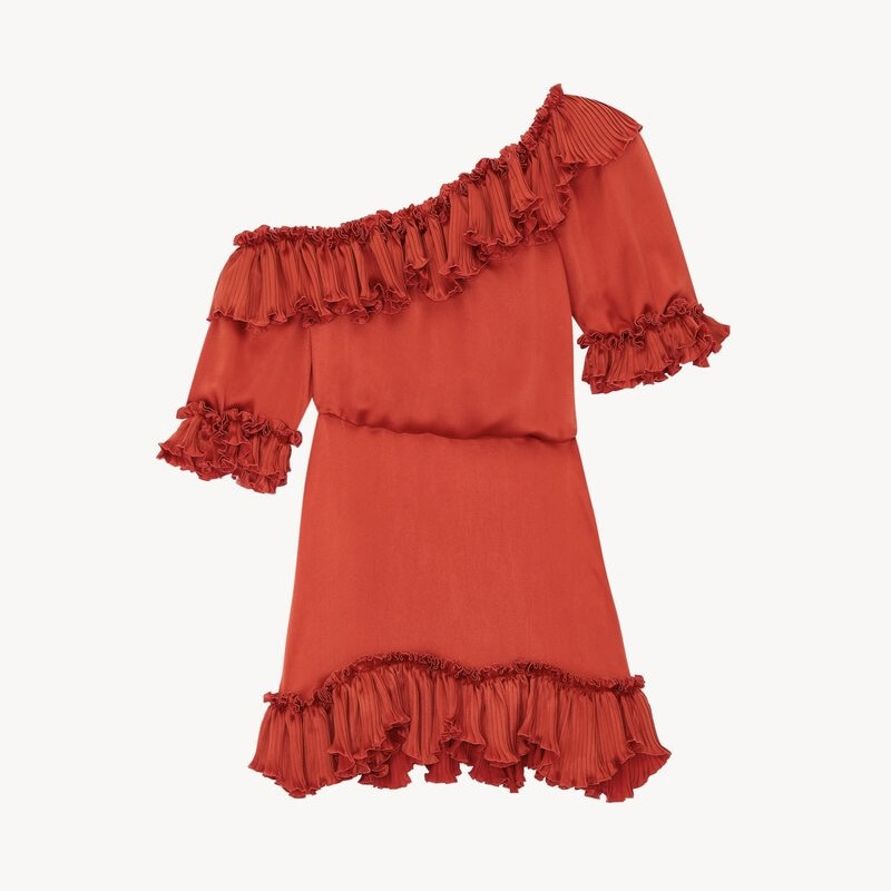 Saint Laurent Ruffled Off-shoulder Dress #386286