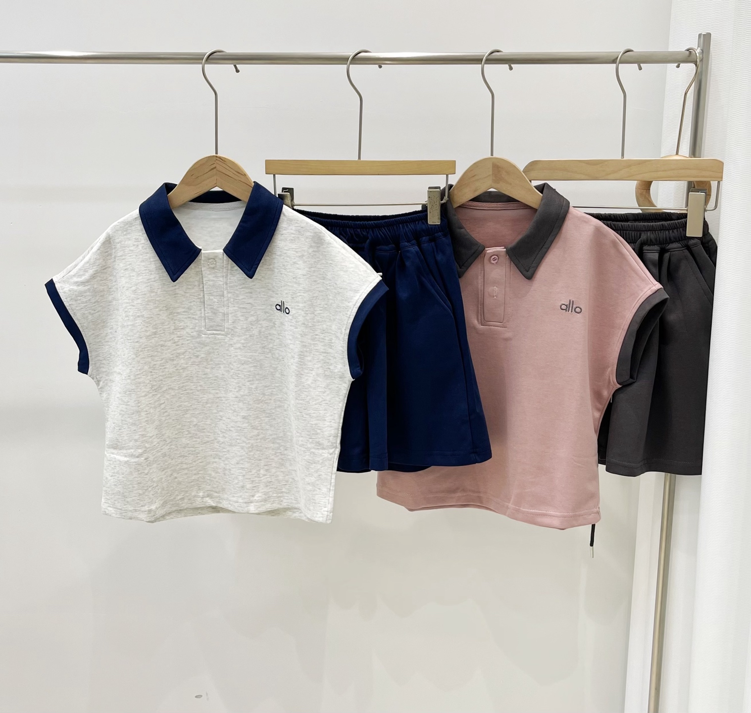 Alo Kids 2Pcs Color Block Polo Short Sleeve Top & Drawstring Casual Shorts Matching Set For Boys Girls Soft Breathable Summer Outfit Sizes 120-170
