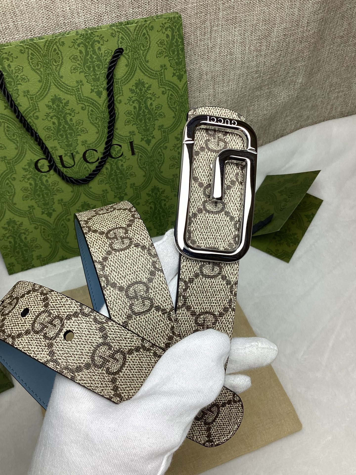 [TOP] GUCCI Double-sided Belt 3 cm - Blue - 711 Luxury