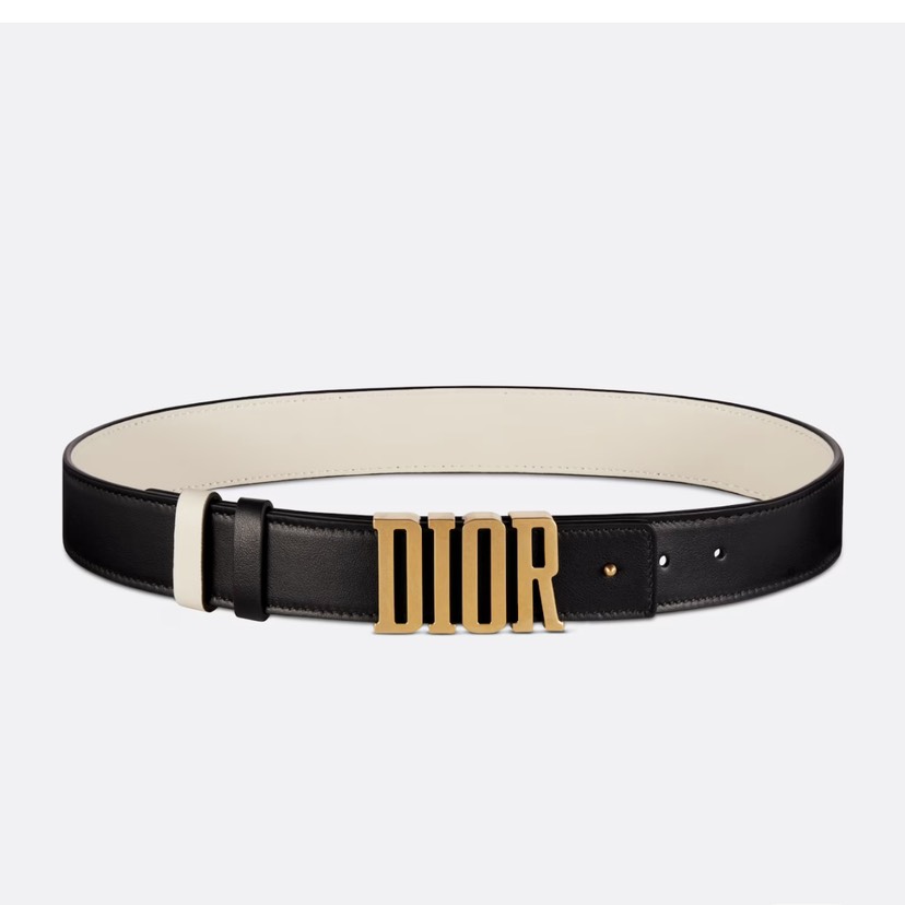 [TOP] Christian Dior Belt Cowhide 30mm - Black and White - 711 Luxury
